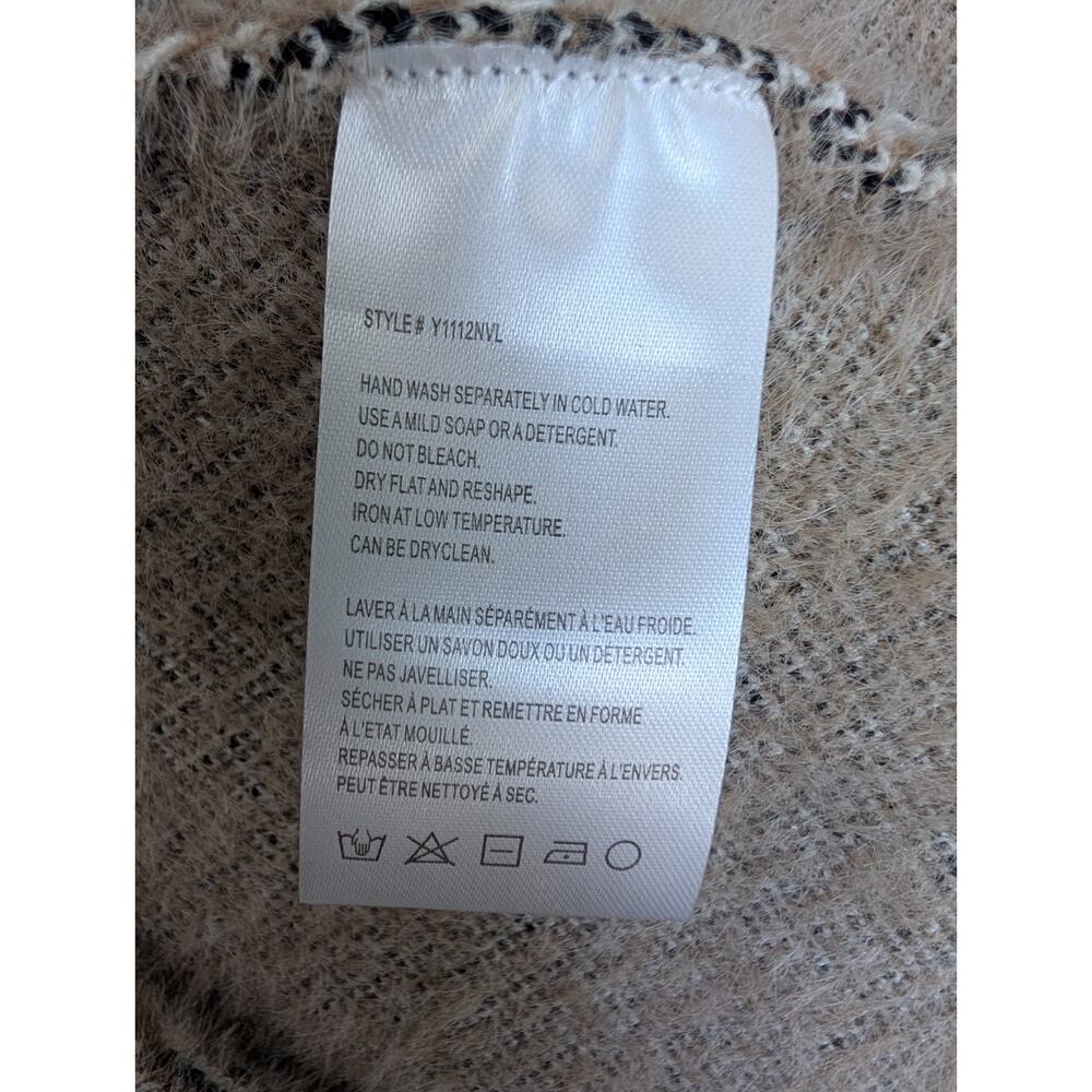 NVLT Y1112NVL Plaid Long Coat Womens XS Beige Brown Double Breasted NWT - Picture 3 of 5